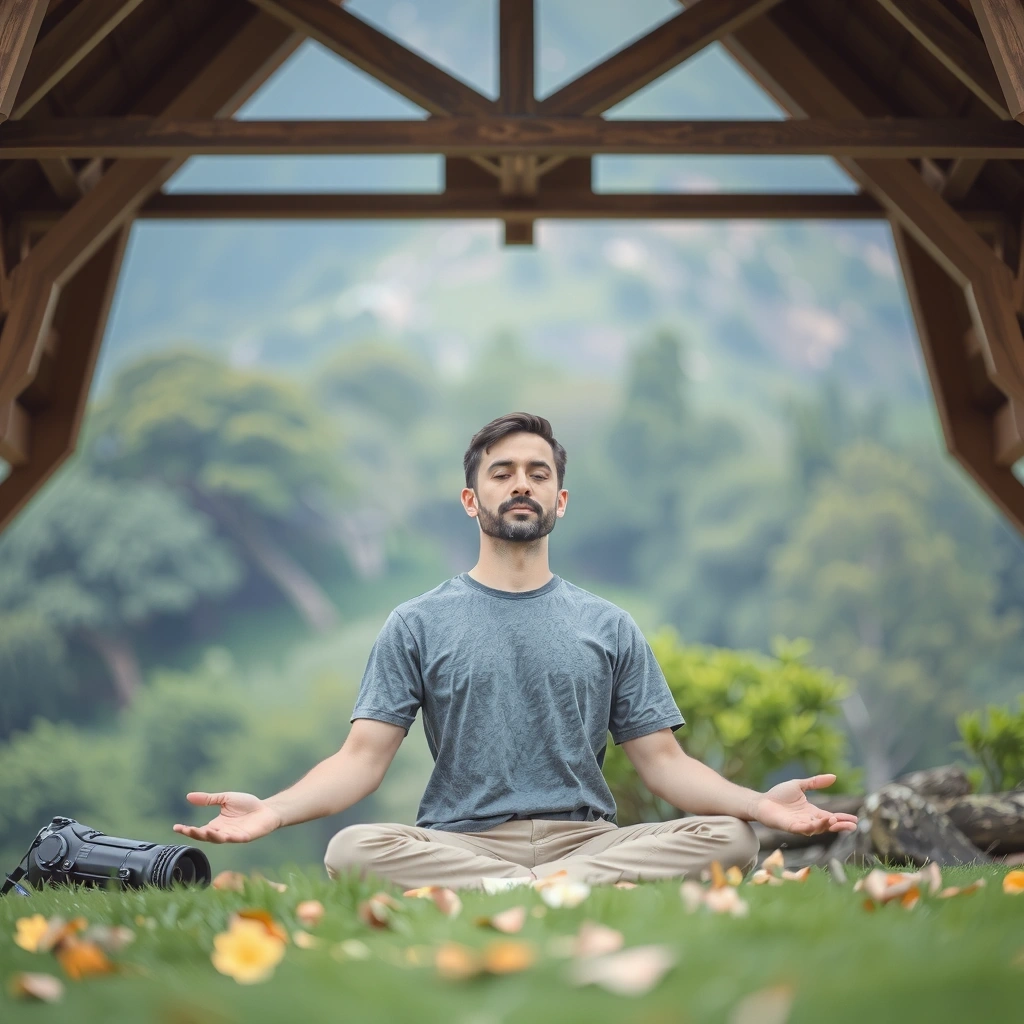 Man practicing meditation and stress relief